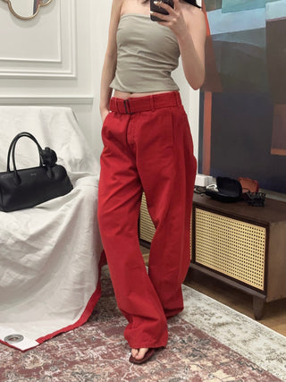 MAGDA BUTYUM Belted loose leg denim in red