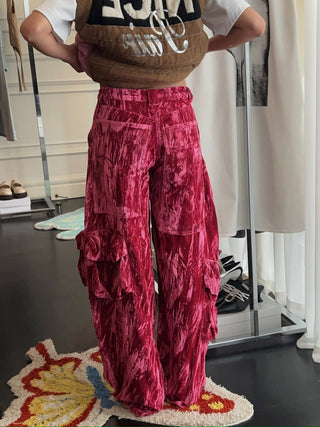 COLLINA STRADA CRUSHED VELVET LAWN CARGO PANT