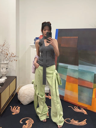 BLUMARINE DENIM PANTS WITH BOWS