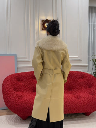 COMMON LEISURE YOU&ME TRENCHCOAT W/ SHEARLING LAPEL