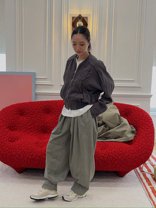 OPEN YY LINEN PANELED BOMBER