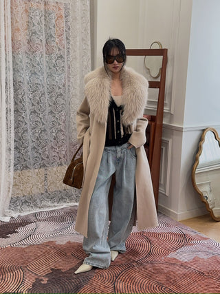 YVES SALOMON MANTEAU 119CM SABLE