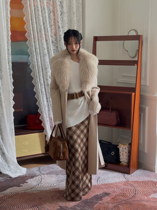 YVES SALOMON MANTEAU 119CM SABLE