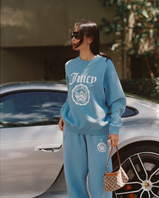 SPORTY & RICH - Juicy Emblem Crewneck in Sky Blue