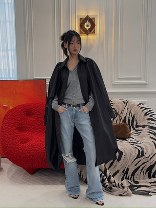 ROKH BALLOON SHAPE BUTTONED TRENCH COAT