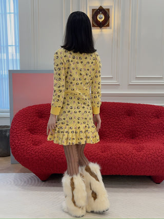 ASHLEY WILLIAMS - L/S AMELIA SHORT DRESS / GIRL BABY YELLOW