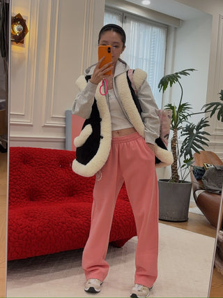 SPORTY & RICH - Juicy Emblem Wide Sweatpant in Rose