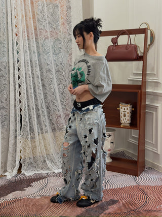 NATASHA ZINKO DESTROYED DENIM JEANS