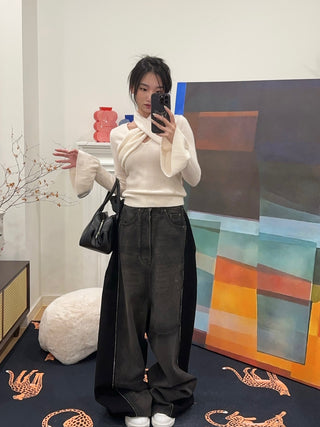 MM6 Maison Margiela BLACK WIDE LEGS 5 POCKET JEANS