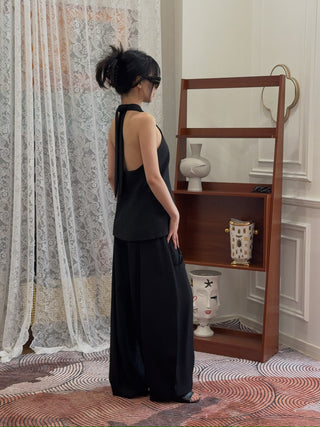 AARON ESH Neck Wrap Waistcoat in Black Halter Sleeveless Corseted