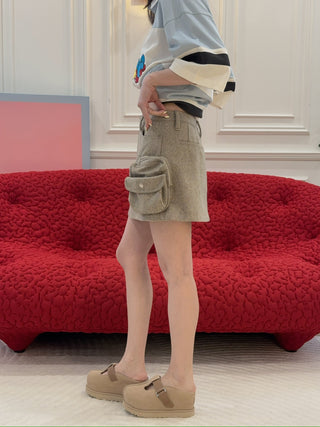 LESUGIATELIER WOOL BLENDED UTILITY SKIRT