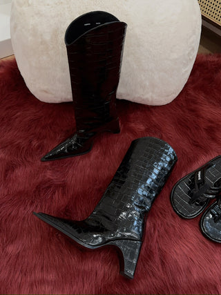COPERNI Black Croco Bridge Cowboy Boots