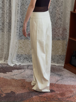 BEVZA - High Waisted Trousers in White