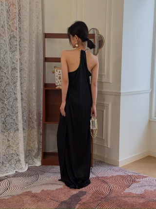 BEVZA - Spikelet Neck Dress in Black