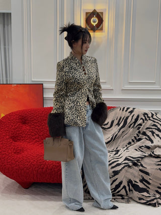 CARELLI - Dolly Leopard Jacket in Beige Leopard Print