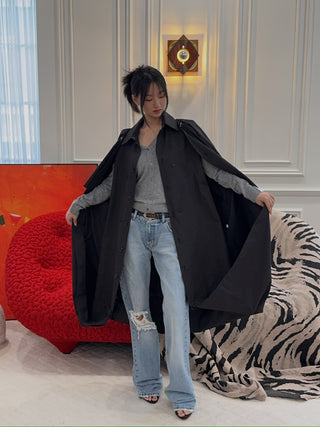 ROKH BALLOON SHAPE BUTTONED TRENCH COAT