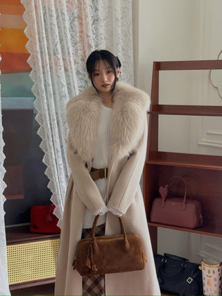 YVES SALOMON MANTEAU 119CM SABLE
