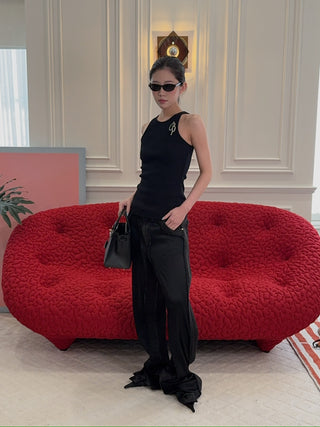BLUMARINE - RIB TANK TOP / NERO