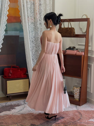 MAGDA BUTRYM - Strapless Pleated Corset Dress in Pink