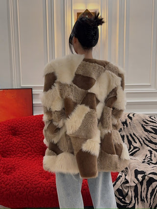 THE MANNEI - Shearling Jacket in Taupe/Brown/Ecru/Beige