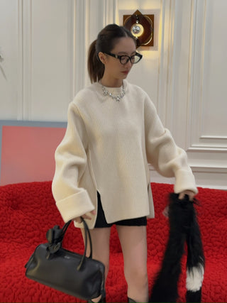 HED MAYNER - CREW NECK SLIT SWEATER