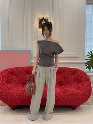 MAGDA BUTRYM - Petal wool top in grey