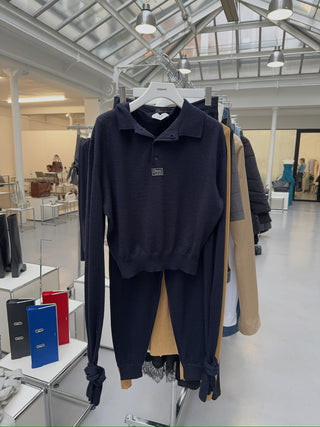 COPERNI - KNOTTED SLEEVED POLO TOP / BLUE