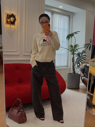 SPORTY & RICH - Polo Club Knitted Sweater in Cream