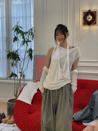 OPEN YY - FULL GATHER PANTS / GREEN
