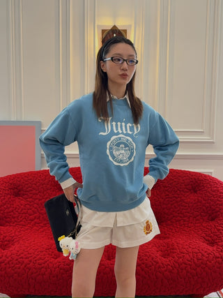 SPORTY & RICH X JUICY COUTURE - Juicy Emblem Crewneck in Sky Blue