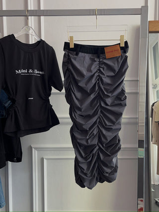 YOUSER - DENIM COMBINED SHIRRING SKIRT