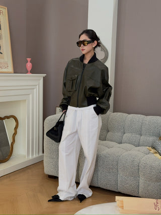 THE MANNEI LE MANS CROPPED BOMBER GREEN