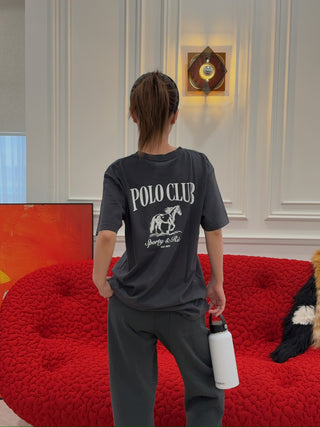 SPORTY & RICH - Stallion T-Shirt in Faded Black