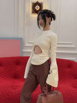 A.W.A.K.E. FLARED SLEEVE TOP WITH CUT OUT DETAIL