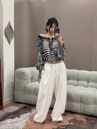BLUMARINE - Wide Leg Pants In Double Crêpe