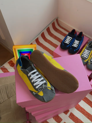 ABRA - Ballerina Sneaker in Grey/Yellow