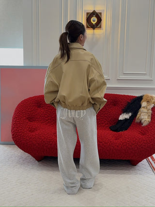 ABRA - Leather Bomber in Butter