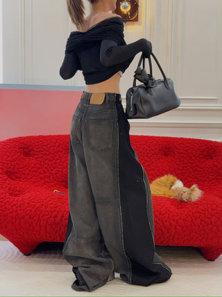 MM6 Maison Margiela BLACK WIDE LEGS 5 POCKET JEANS
