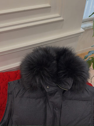 YVES SALOMON - VEST MADE WITH LORO PIANA FLANNEL FABRIC/FOX