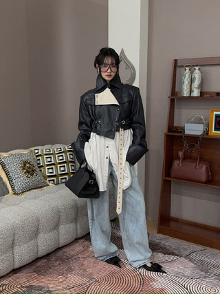 ROKH - Contrast Flat detailed Cropped Jacket