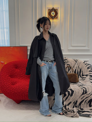ROKH BALLOON SHAPE BUTTONED TRENCH COAT