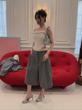 THE MANNEI - Wool Bermuda Shorts in Grey