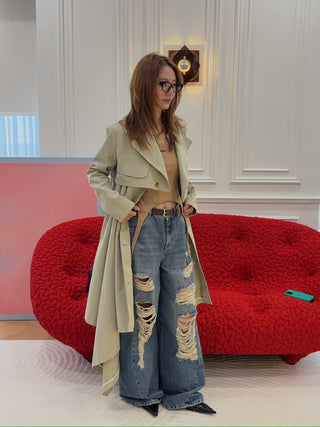 A.W.A.K.E. DOUBLE BREASTED COAT WITH ASYMMETRIC CUT