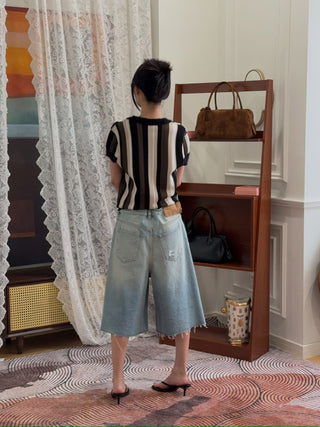 MM6 Maison Margiela TAPED DENIM SHORTS