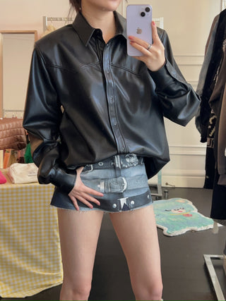 THE ANDAMANE - NASHVILLE - OVERSIZED WESTERN SHIRT / BLACK
