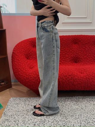 MM6 Maison Margiela LOOSE MID-WEIGHT 5-POCKET BLUE JEANS WITH WIDE LEGS