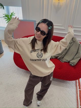 SPORTY & RICH - Varsity Crest Crewneck in Cream