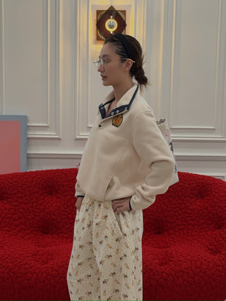 SPORTY & RICH - NY Crest Polar Sweatshirt in Cream
