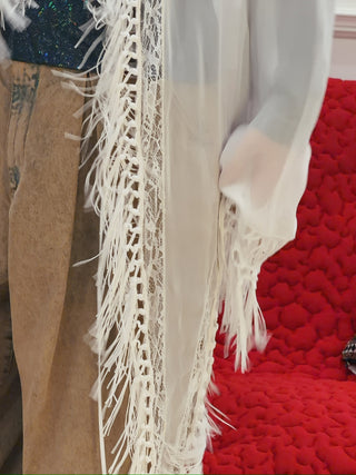 BLUMARINE - EMBR Relaxed Georgette Shirt in Soft Pearl