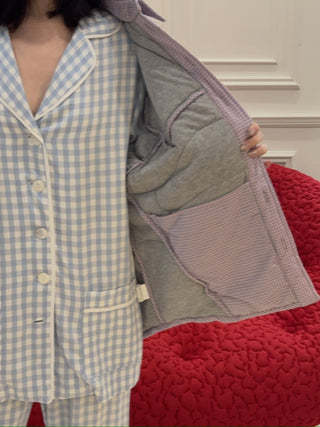 NATASHA ZINKO COTTON CHECKED MUSCLE JACKET
